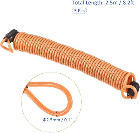 3 Pack Disc Lock Security Steel Cable - Plastic Coated Spring Reminder Wire Anti-Theft Rope, Apply to Outdoors Protection (2.5mmx1m, Red) in Kuwait