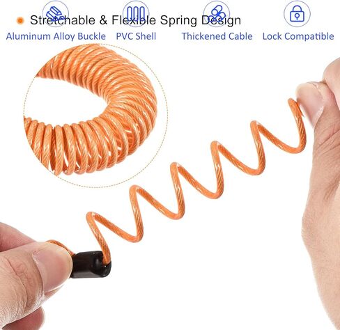 3 Pack Disc Lock Security Steel Cable - Plastic Coated Spring Reminder Wire Anti-Theft Rope, Apply to Outdoors Protection (2.5mmx1m, Red) in Kuwait