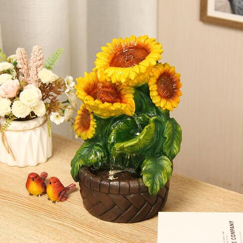 Tabletop Water Fountain Indoor Meditation Desk Fountain Exquisite Waterfall Fountain Themed Sunflower Tabletop Fountain,Housewarming Gift Home/Office Decor(Sun) in Saudi Arabia