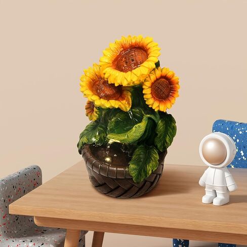 Tabletop Water Fountain Indoor Meditation Desk Fountain Exquisite Waterfall Fountain Themed Sunflower Tabletop Fountain,Housewarming Gift Home/Office Decor(Sun) in Saudi Arabia