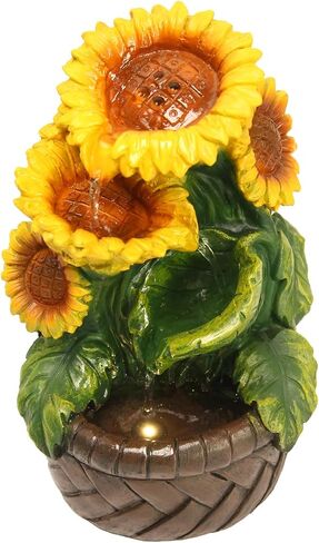 Tabletop Water Fountain Indoor Meditation Desk Fountain Exquisite Waterfall Fountain Themed Sunflower Tabletop Fountain,Housewarming Gift Home/Office Decor(Sun) in Saudi Arabia