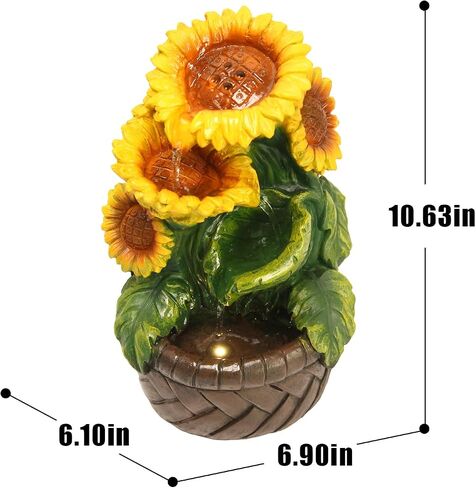 Tabletop Water Fountain Indoor Meditation Desk Fountain Exquisite Waterfall Fountain Themed Sunflower Tabletop Fountain,Housewarming Gift Home/Office Decor(Sun) in Saudi Arabia