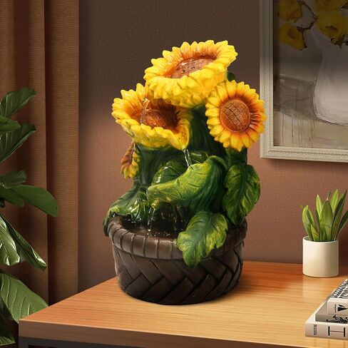Tabletop Water Fountain Indoor Meditation Desk Fountain Exquisite Waterfall Fountain Themed Sunflower Tabletop Fountain,Housewarming Gift Home/Office Decor(Sun) in Saudi Arabia