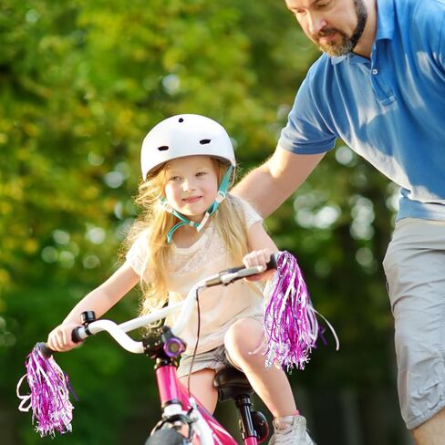 جرس الدراجة، جرس الدراجة للأطفال مع قطعتين من أشرطة الدراجة باللون الأرجواني لديكورات الدراجة للفتيات، جرس دراجة أكثر أمانًا ينبعث من الجرس اللطيف مع شرابات الدراجة للفتيات in Kuwait