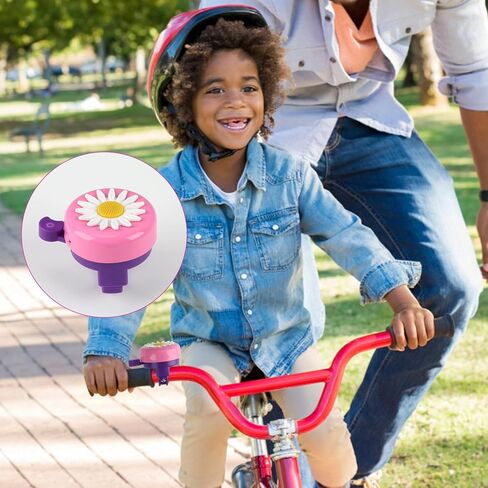 جرس الدراجة، جرس الدراجة للأطفال مع قطعتين من أشرطة الدراجة باللون الأرجواني لديكورات الدراجة للفتيات، جرس دراجة أكثر أمانًا ينبعث من الجرس اللطيف مع شرابات الدراجة للفتيات in Kuwait