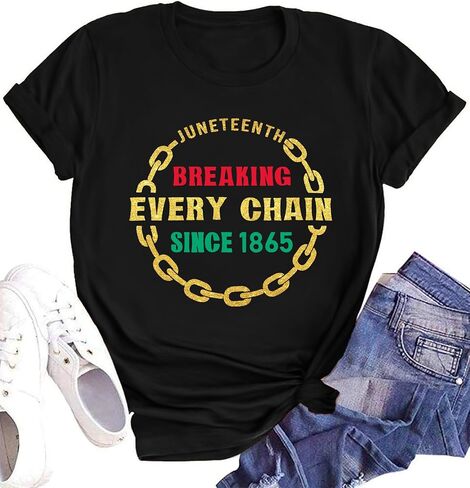 Juneteenth Shirts Women Juneteenth Breaking Every Chain T-Shirt Black History Tee African American Freendom Tops in Saudi Arabia