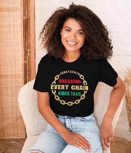 Juneteenth Shirts Women Juneteenth Breaking Every Chain T-Shirt Black History Tee African American Freendom Tops in Saudi Arabia