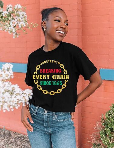 Juneteenth Shirts Women Juneteenth Breaking Every Chain T-Shirt Black History Tee African American Freendom Tops in Saudi Arabia