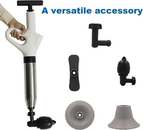 Toilet Plunger, Plunger Blaster Gun, Powerful High Pressure Air Snake Drain Clog Remover with Real-Time Barometer, Stainless Steel Toilet Clog Remover for Toilet Bathroom Sink in Saudi Arabia