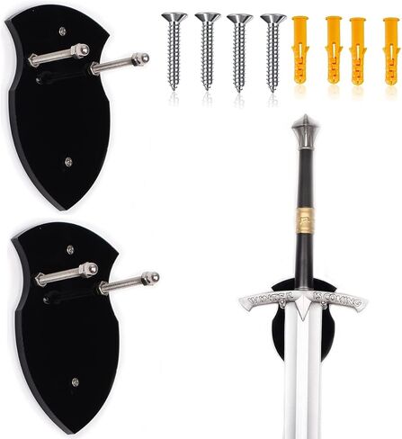 WANLIAN Sword Cards Sword Stand Wall Mounted Sword Wall Card Acrylic Sword Wall Display Card Shield Sword Stand with Hardware (1 piece black) in Saudi Arabia