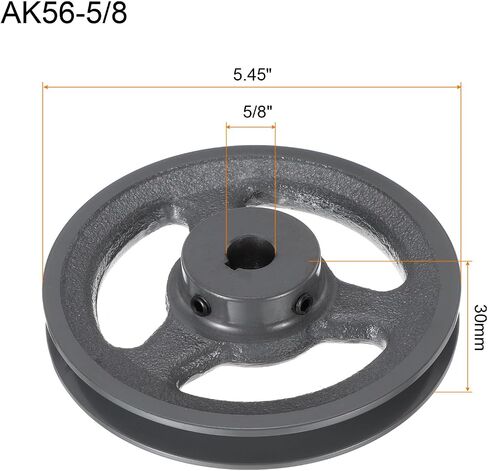 uxcell AK56-5/8 V-Belt Sheave 5/8 "Bore 5.45" OD مفردة Groove Web Sheave بالملل إلى الحجم، الحديد الزهر، قسم الحزام لـ 4L أو حزام in Saudi Arabia