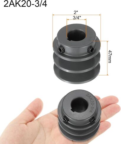 uxcell 2AK20-3/4 V-Belt Sheave 3/4 "Bore 2" OD Double Groove Web Sheave بالملل إلى الحجم، الحديد الزهر، قسم الحزام لـ 4L أو حزام in Saudi Arabia