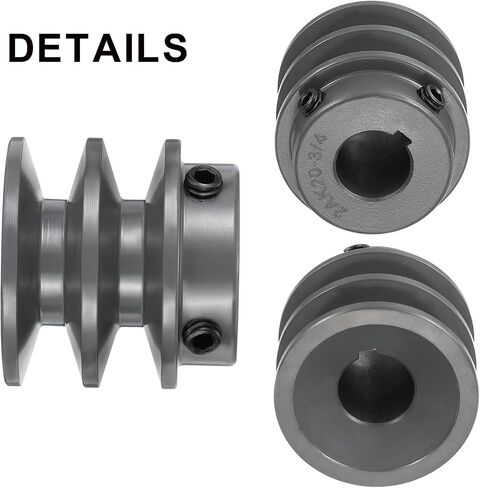 uxcell 2AK20-3/4 V-Belt Sheave 3/4 "Bore 2" OD Double Groove Web Sheave بالملل إلى الحجم، الحديد الزهر، قسم الحزام لـ 4L أو حزام in Saudi Arabia