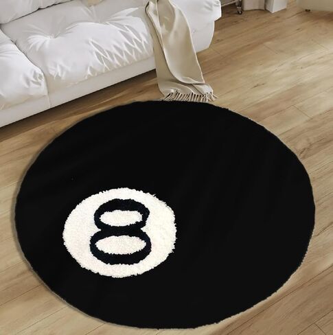 Cecailin® 8 Ball Rug,24 inch/60cm 8 Ball Decor,Fluffy Rug,Double Rubber Sole,Rugs for Bedroom Aesthetic,Graphic Rugs,Y2K Rug,Suitable for Bathrooms,Bedrooms, Children's Rooms,Machine Washable in Saudi Arabia
