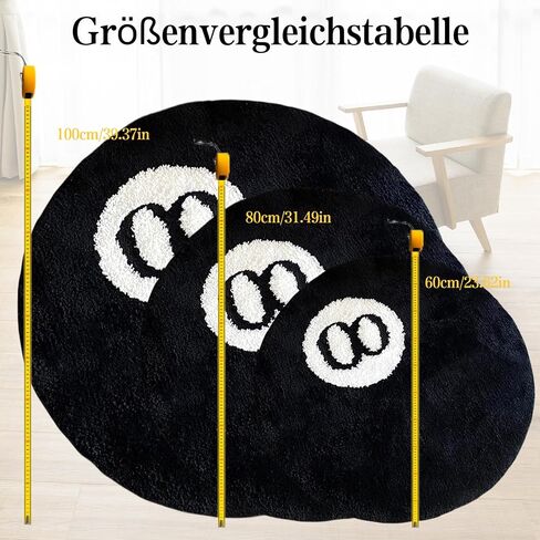 Cecailin® 8 Ball Rug,24 inch/60cm 8 Ball Decor,Fluffy Rug,Double Rubber Sole,Rugs for Bedroom Aesthetic,Graphic Rugs,Y2K Rug,Suitable for Bathrooms,Bedrooms, Children's Rooms,Machine Washable in Saudi Arabia