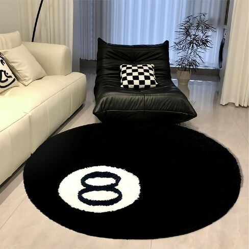 Cecailin® 8 Ball Rug,24 inch/60cm 8 Ball Decor,Fluffy Rug,Double Rubber Sole,Rugs for Bedroom Aesthetic,Graphic Rugs,Y2K Rug,Suitable for Bathrooms,Bedrooms, Children's Rooms,Machine Washable in Saudi Arabia