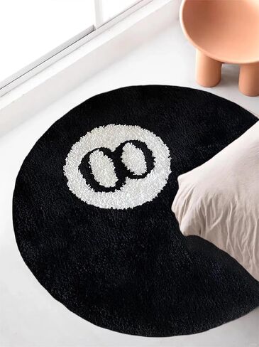 Cecailin® 8 Ball Rug,24 inch/60cm 8 Ball Decor,Fluffy Rug,Double Rubber Sole,Rugs for Bedroom Aesthetic,Graphic Rugs,Y2K Rug,Suitable for Bathrooms,Bedrooms, Children's Rooms,Machine Washable in Saudi Arabia