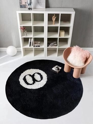 Cecailin® 8 Ball Rug,24 inch/60cm 8 Ball Decor,Fluffy Rug,Double Rubber Sole,Rugs for Bedroom Aesthetic,Graphic Rugs,Y2K Rug,Suitable for Bathrooms,Bedrooms, Children's Rooms,Machine Washable in Saudi Arabia