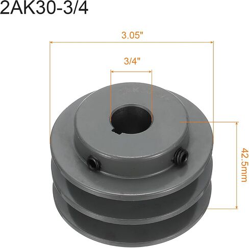 uxcell 2AK30-3/4 V-Belt Sheave 3/4 "Bore 3.05" OD Double Groove Web Sheave بالملل إلى الحجم، الحديد الزهر، قسم الحزام لـ 4L أو حزام in Saudi Arabia
