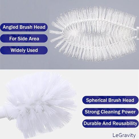 LeGravity 6 Pcs Long Handled Bottle Brushes with 2 Spare Brush Heads and 2 Water Jug Caps Stiff Nylon Bristles for Cleaning 1 to 5 Gallon Big Buckets, Gray in Saudi Arabia