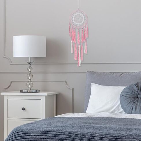 INFUNLY DIY Pink Dream Catcher Kit Boho Dream Catcher Making Kit Tassel Dream Catcher Hanging Ornament Instruction Included Beaded Dream Catcher Wall Hanging for Bedroom Living Room Home Decor in Saudi Arabia