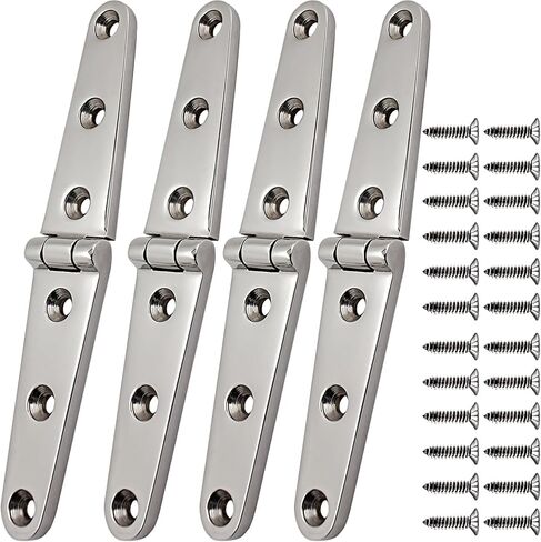 Asymmetrical Shape Boat Strap Casting Hinge 316 Stainless Steel Cabinet Door Flush Triangle Hinges Marine Hardware W/Fasteners (6 inch x 1 inch 4 Pack) in Saudi Arabia