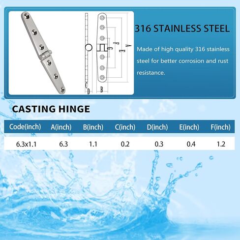 Asymmetrical Shape Boat Strap Casting Hinge 316 Stainless Steel Cabinet Door Flush Triangle Hinges Marine Hardware W/Fasteners (6 inch x 1 inch 4 Pack) in Saudi Arabia