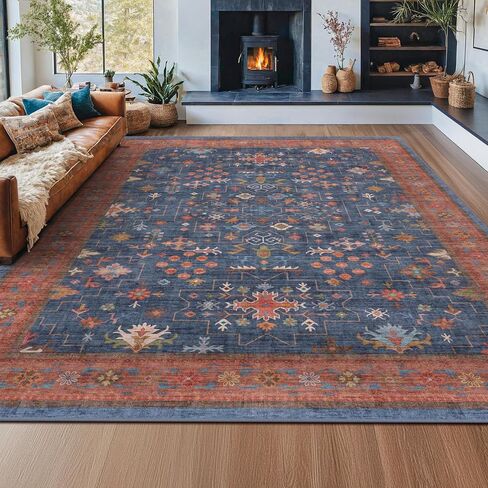 Dark Washable Long Runners for Hallways, 2'6"x8' Wide Kitchen Runner Rug, Entryway Indoor Rug, Non Slip Rubber Backing Boho Vintage Floor Decor, Ashen/Multi in Saudi Arabia