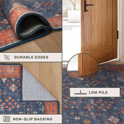 Dark Washable Long Runners for Hallways, 2'6"x8' Wide Kitchen Runner Rug, Entryway Indoor Rug, Non Slip Rubber Backing Boho Vintage Floor Decor, Ashen/Multi in Saudi Arabia