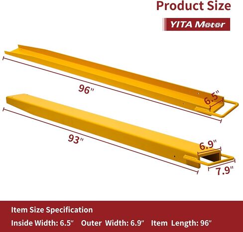YITAMOTOR Pallet Fork Extension 96 Inch Length 6.5 Inch Width, Heavy Duty Steel Pallet Extensions for Forklift Truck, Yellow in Saudi Arabia