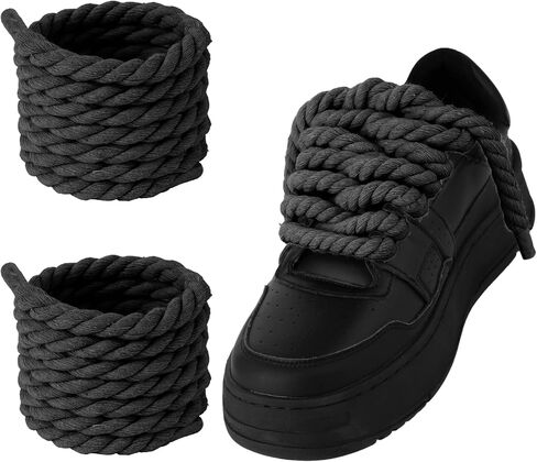 Thick Rope Shoe Laces for A F-1, 1 Pair Round Cotton Chunky Twisted Shoelaces Replacement for A F-1 in Saudi Arabia