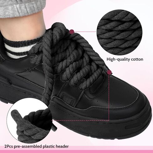 Thick Rope Shoe Laces for A F-1, 1 Pair Round Cotton Chunky Twisted Shoelaces Replacement for A F-1 in Saudi Arabia
