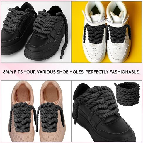 Thick Rope Shoe Laces for A F-1, 1 Pair Round Cotton Chunky Twisted Shoelaces Replacement for A F-1 in Saudi Arabia