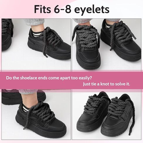 Thick Rope Shoe Laces for A F-1, 1 Pair Round Cotton Chunky Twisted Shoelaces Replacement for A F-1 in Saudi Arabia
