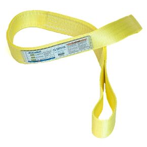 EEF Nylon Web Sling, Eye-and-Eye, 2 Ply, 20' Length, 2" Width, 2" Eyes, 6400 lbs Vertical Load Capacity, Yellow