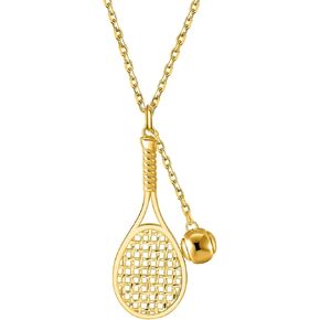 Lovematch Tennis Racket and Ball Necklace - 18k Gold Necklace for Women | Gift for Her, Present For Birthday, Valentine's day, Wedding Anniversary and Christmas Gifts for Tennis Lovers