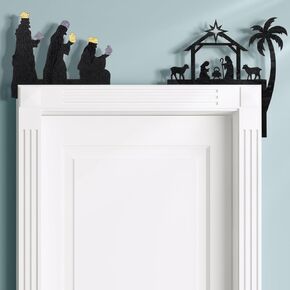 2 Pcs 2024 Christmas Door Topper Jesus Nativity Top Door Frame Decoration Christian Front Door Corner Sign Decor Home Wooden Xmas Party Ornament Table Decor Props Gift for Wall Window DIY in Saudi Arabia