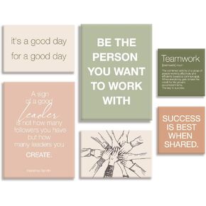 YEOION Office Inspirational Wall Art,Teamwork Canvas Wall Art for Office,Motivational Office Wall Decor,Positive Quotes Wall Decor for Office,Office Canvas Wall Art Set of 6
