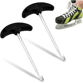 2pcs Lace Tightener, 6.89x3.35in Shoe Lace Tightener Tool Stainless Steel & Plastic Shoe Lace Puller Boot Hooks Boot Pullers Ice Skating Accessories for Boots Skate Shoe