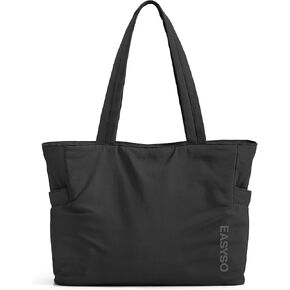 Large Tote Bag for Women with Zipper, Gym Tote with Yoga Mat Strap, Lightweight Travel Work Tote Purse, Beige