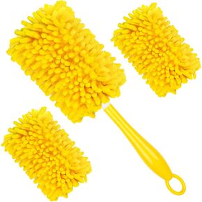 6 Pack Reusable Dusters for Swiffer Duster Refills, Washable 360° Heavy Duty Duster Refills Pads with 1 Handle, Microfiber Blind Ceiling Fan Dust Cleaning Set, Unscented