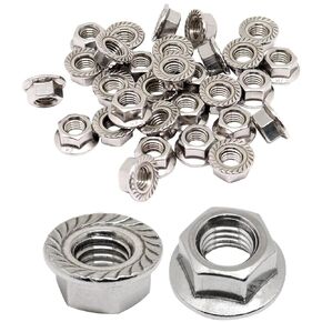 30 PCS M10 x 1.5mm Flange Nut Thread Hardware Nuts,304 Stainless Steel Serrated Flange Metric Hex Flange Nuts Bright Finish
