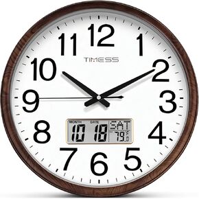 Wall Clock, 11 Inch Large Dial Non-Ticking Silent Battery Operated Quality Analog, Ultra-Quiet Movement Quartz, Timeless Stylish Clock, Ideal Modern Home, Office Décor (Sliver)