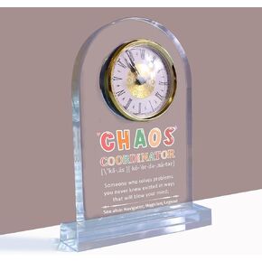 Thank You Gifts for Women Chaos Coordinator Gifts Appreciation Congratulations Birthday Gifts for Lady Boss Manager Teacher Nurse Coworker Crystal Clock Gifts Desk Decoration(Battery not Included)