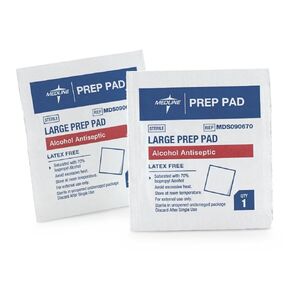 Medline Sterile Alcohol Prep Pads, 2-Ply, Size L, 1-3/4" x 3", Single Pack