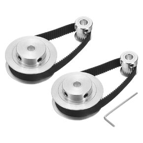 uxcell 2 Set GT-2 Synchronous Wheel 20&60 Teeth 6.35mm Bore, Aluminum Alloy Timing Pulley Wheel with 2Pcs Length 200mm Width 10mm Belt for 3D Printer, CNC Machine (20-60T-6.35B-10)