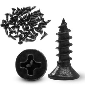 #6 x 3/4" Black Wood Screws - 120Pcs Oxide Coated Flat Head Screws, Stainless Steel 18-8 Black Screws Phillips Head Scrws for Wood Drywall Plastic Metal