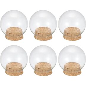 PATIKIL 6Pcs Round Cloche Glass Dome Glass Bell Jar Display Case with Cork Base 1.69x2.76inch