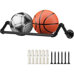 Basketball Wall Mount-Sports Organizer For Garage,2ball Storage Rack,Soccer Wall Holder,Male Boy Room Black Ball Holder