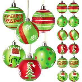 12 Pcs 2.4 Inch Christmas Ball Ornaments for Tree,Red and Green Glittering Hanging Bulbs Pendants for Christmas Tree Decorations